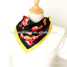 Shinny Blütenblatt Schwarz Satin Taschen Schal für Frauen